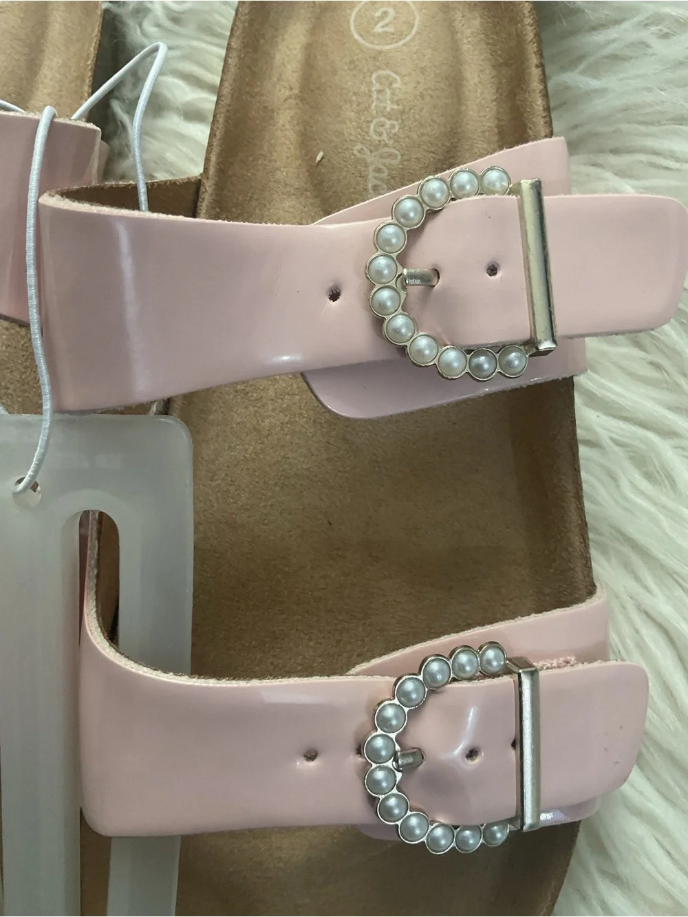 Cat & Jack Pastel Pink Pearl-Buckle Slide Sandals
